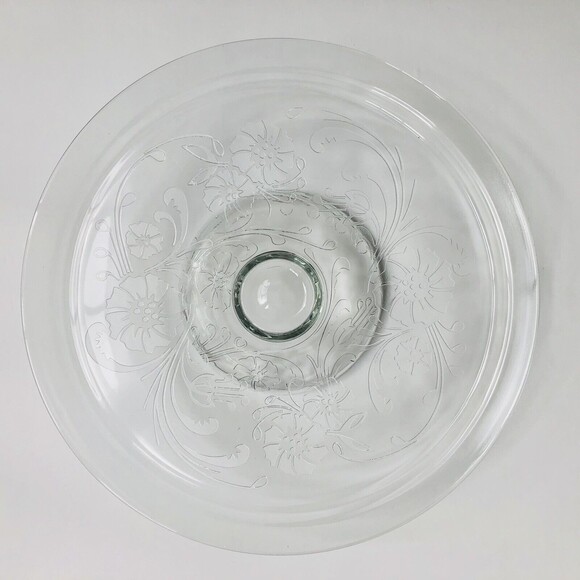 Luminarc Mariella footed cake plate 13" Crystal Floral Clear Made in France wg - Picture 3 of 9